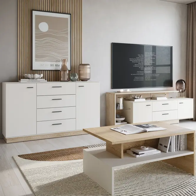 Komód Meolo MLLK01 U118/D232 2D4S cashmere/tölgy cremona,5
