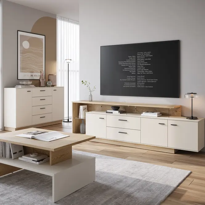 Komód Meolo MLLK01 U118/D232 2D4S cashmere/tölgy cremona,6