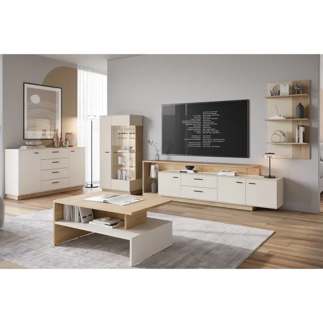 Komód Meolo MLLK01 U118/D232 2D4S cashmere/tölgy cremona,7