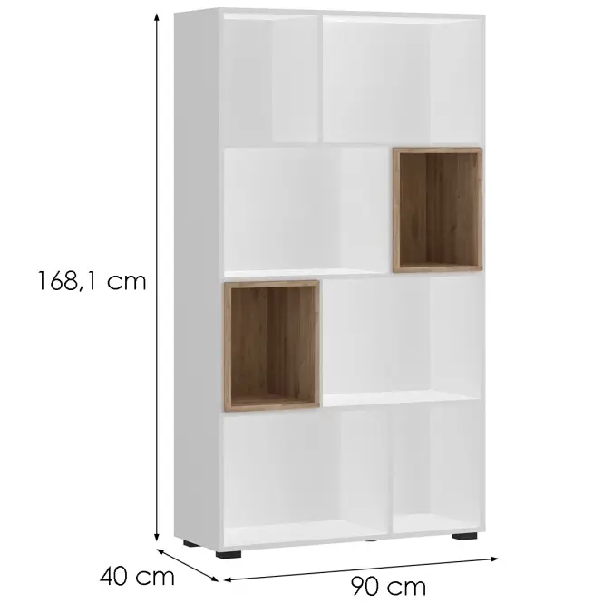 Regál Marlow MRLR01 fehér alpesi/tölgy honey castello,2