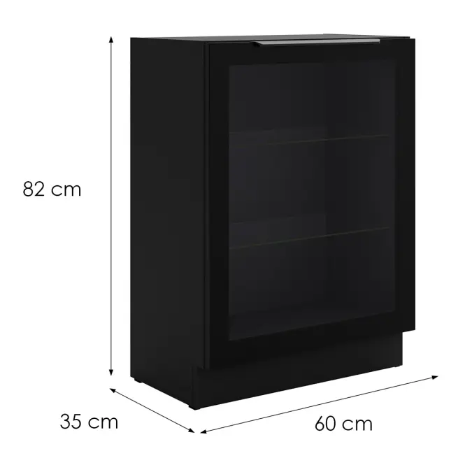 Konyhaszekrény - vitrin fekete/fekete 60DW 1F BB,2