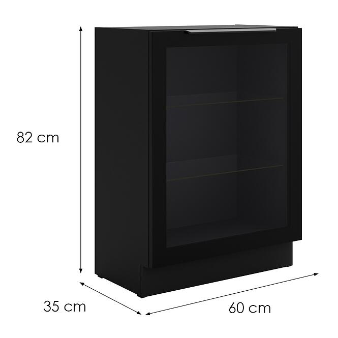 Konyhaszekrény - vitrin fekete/fekete 60DW 1F BB,2