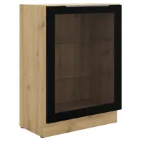 Konyhaszekrény - vitrin fekete/artisan 60DW 1F BB