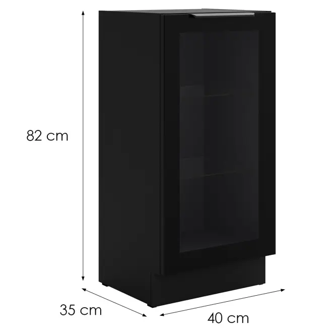 Konyhaszekrény - vitrin fekete/fekete 40DW 1F BB,2
