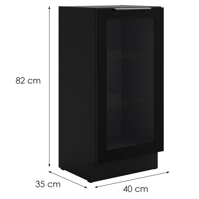 Konyhaszekrény - vitrin fekete/fekete 40DW 1F BB,2