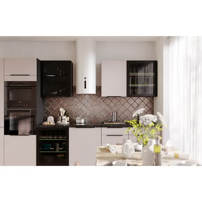 Konyhaszekrény - vitrin fekete/fekete 40DW 1F BB,4