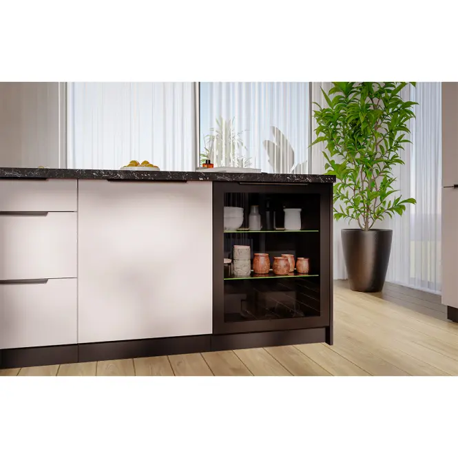Konyhaszekrény - vitrin fekete/fekete 40DW 1F BB,6