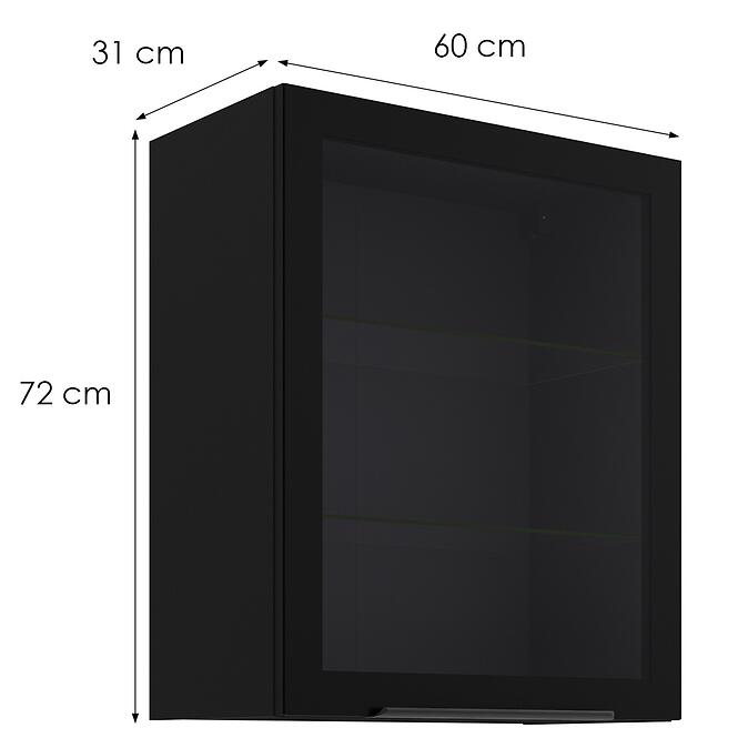 Konyhaszekrény - vitrin fekete/fekete 60GS-72 1F,2