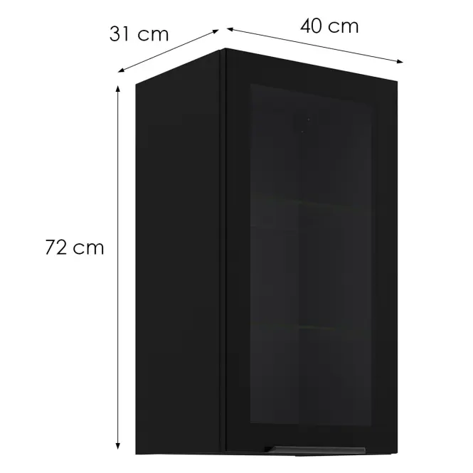 Konyhaszekrény - vitrin fekete/fekete 40GS-72 1F,2