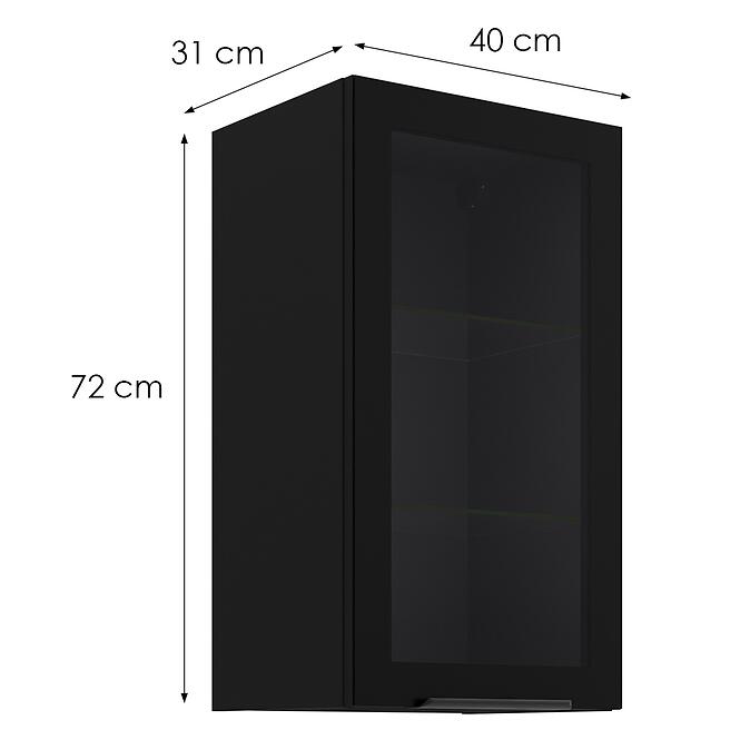 Konyhaszekrény - vitrin fekete/fekete 40GS-72 1F,2
