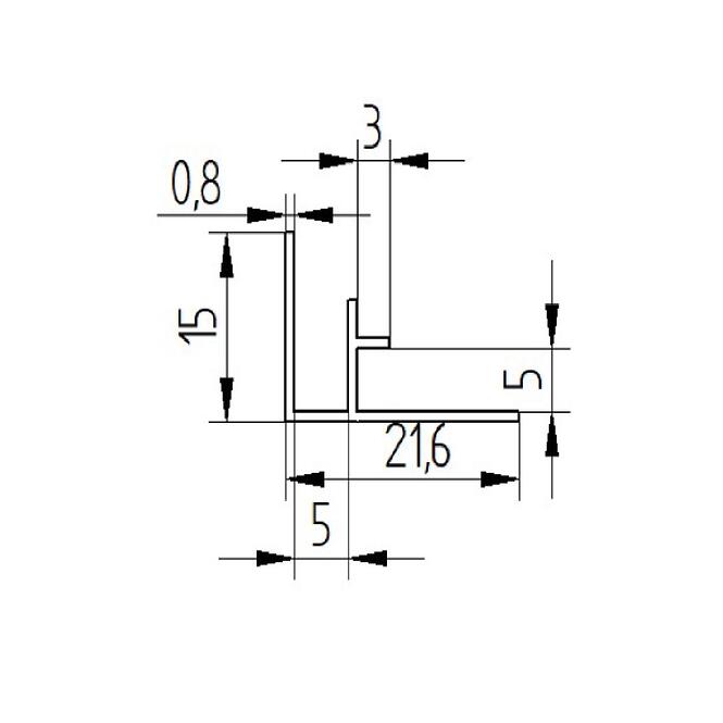 SPC belső sarokprofil, 2,8 m C-0 ezüst,2