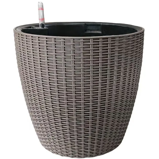Öntözőrendszeres, rattanhatású virágcserép – 21x20 – HD8051S-BW