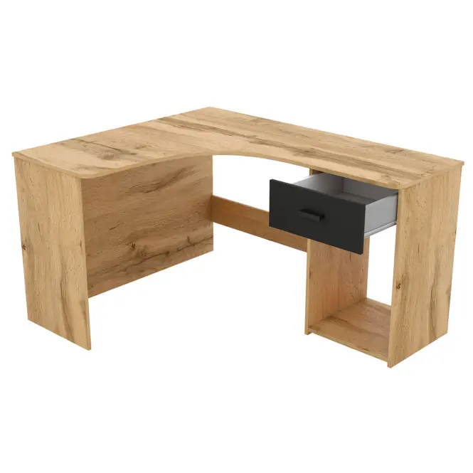 Íróasztal sarok Corner Tölgy Wotan/Fekete,3
