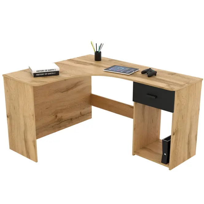 Íróasztal sarok Corner Tölgy Wotan/Fekete,4