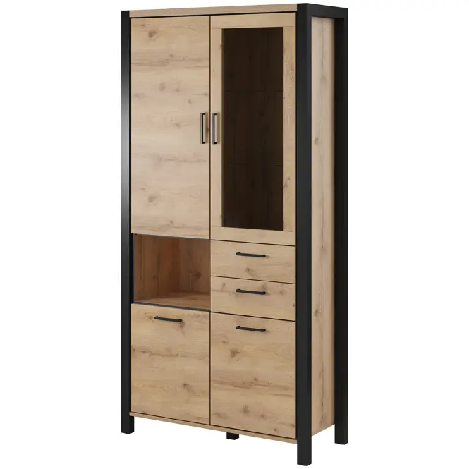 Vitrin 4d2s Aktiv 13 Tölgy Taurus/Fekete,3