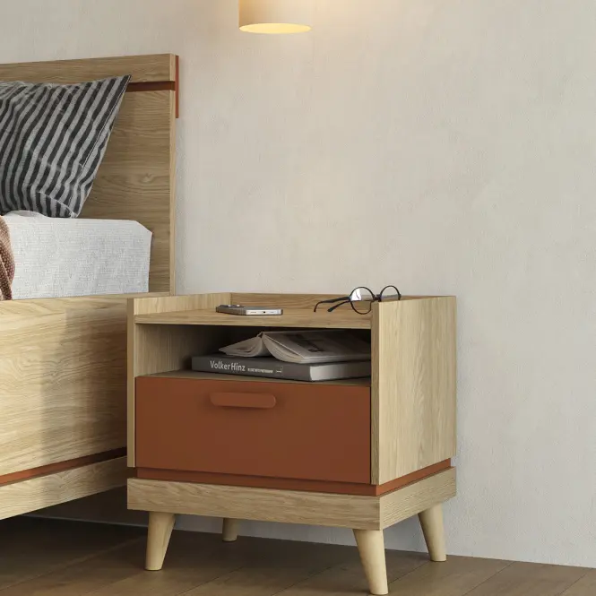Éjjeliszekrény Scandi 22 Tölgy Olaj/Tégla,7