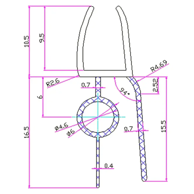 Alsó tömítés 5 mm fekete matt,2