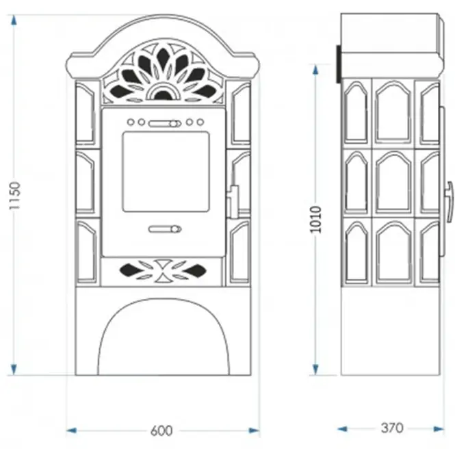 Kemence acél-kályhás Bergento II drab 6 kW