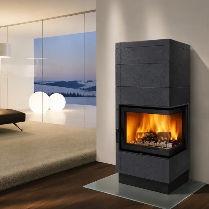 Kemence acél-kályhás Erfurt jobbos onix 10 kW