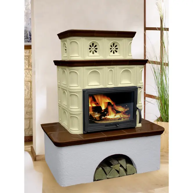 Kemence acél-kályhás Salzburg creme/coffebrown 9 kW