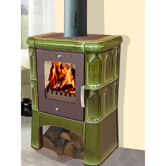 Kemence acél-kályhás Picollo II grassgreen 6 kW
