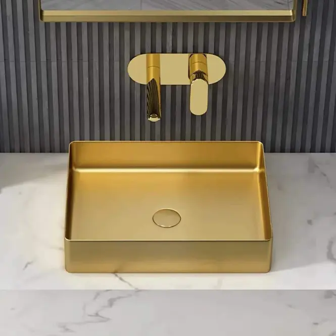 Mosdókagyló lapon Rectangle gold