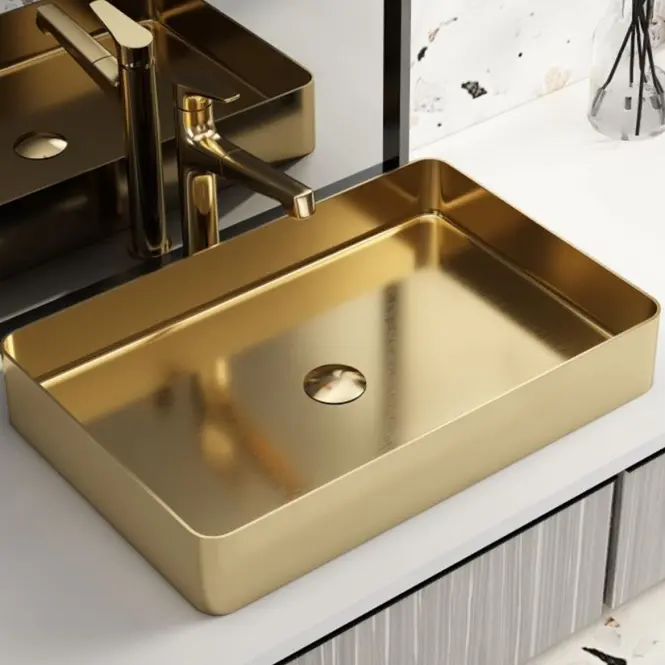 Mosdókagyló lapon Rectangle gold