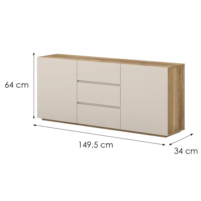 Komód 2d3s Criss 26 Tölgy Mauvella/Kaszmir