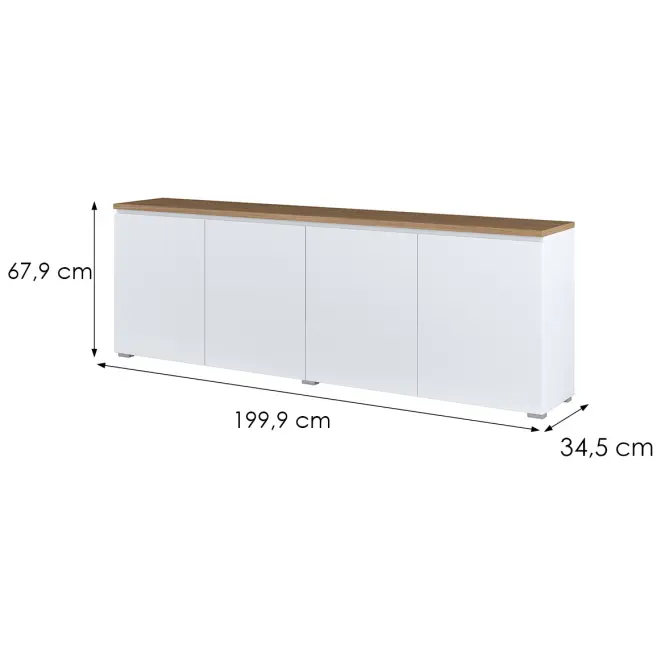 Komód 4d Modo 25 Tölgy Mauvella/Fehér,2