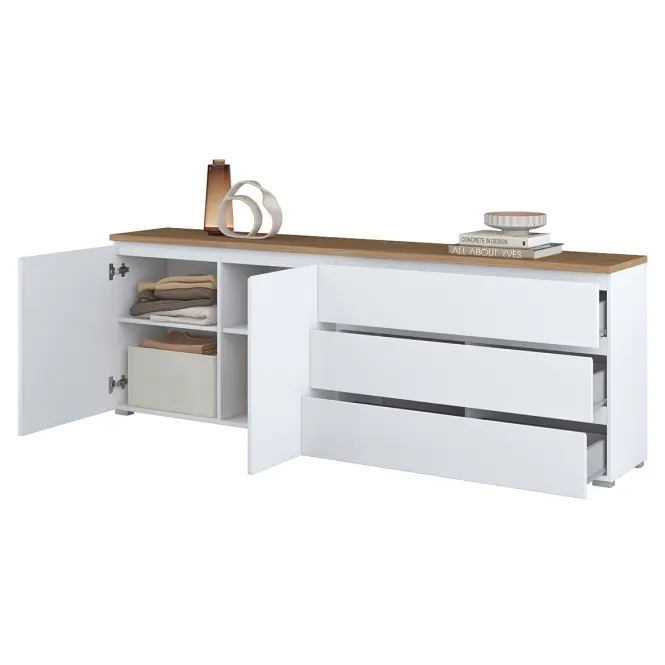 Komód 2d3s Modo 28 200cm Tölgy Mauvella/Fehér