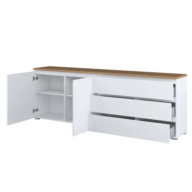 Komód 2d3s Modo 28 200cm Tölgy Mauvella/Fehér