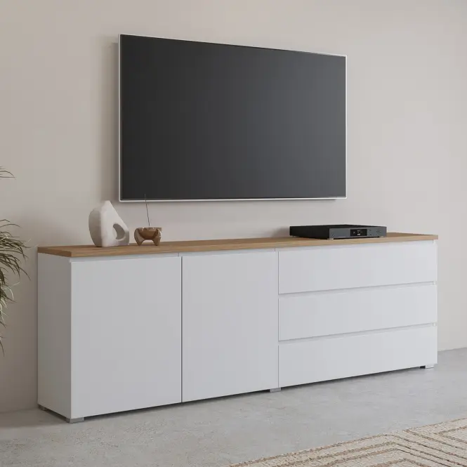 Komód 2d3s Modo 28 200cm Tölgy Mauvella/Fehér