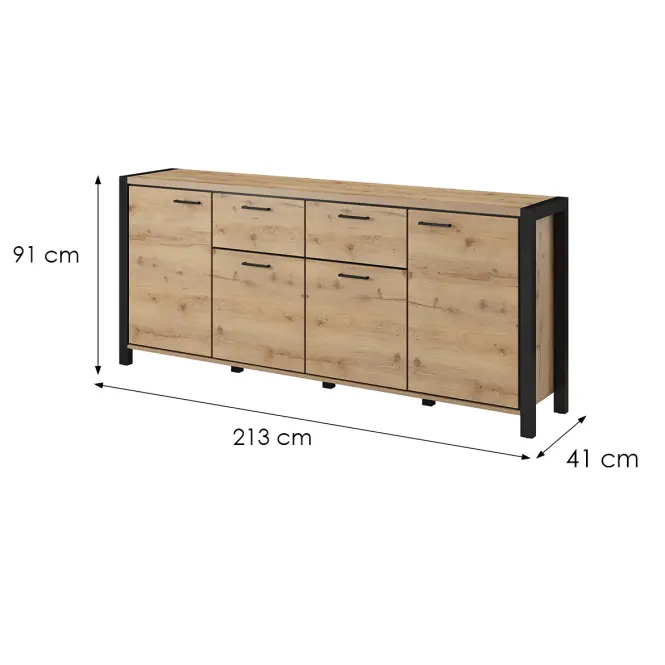 Komód 4d2s Aktiv 25 Tölgy Taurus/Fekete,3