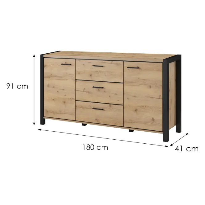Komód 2d3s Aktiv 26 Tölgy Taurus/Fekete,3