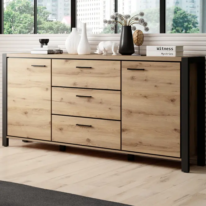 Komód 2d3s Aktiv 26 Tölgy Taurus/Fekete,5