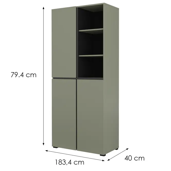 Szekrény Cross 88  Pine Green/Fekete,2