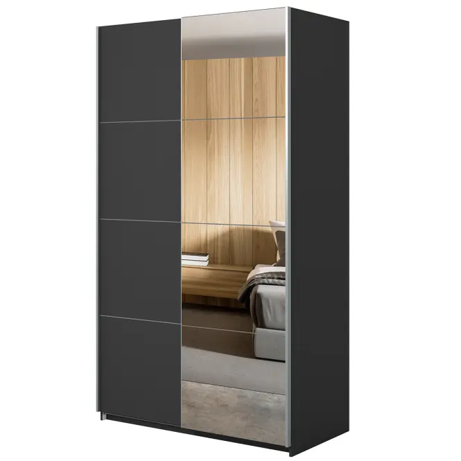 Szekrény 120cm Beta 54  Fekete/Tükör