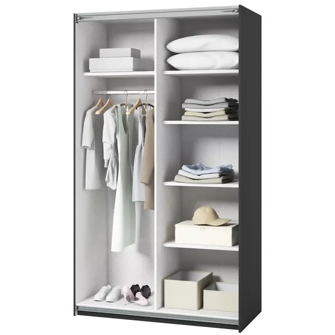 Szekrény 120cm Beta 54  Fekete/Tükör,7