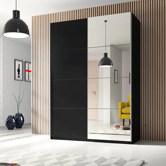 Szekrény 120cm Beta 54  Fekete/Tükör,8