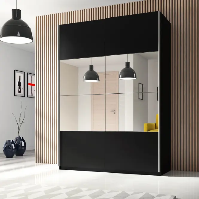 Szekrény 120cm Beta 54  Fekete/Tükör,9