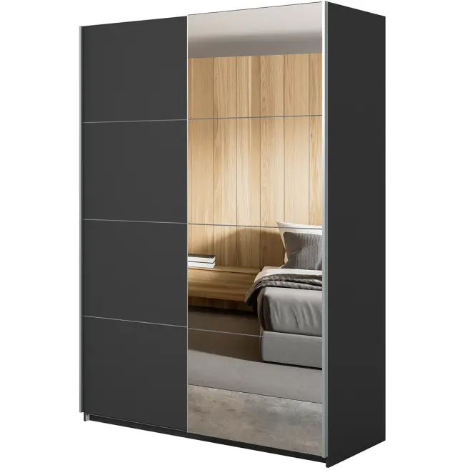 Szekrény 150cm Beta 55  Fekete/Tükör,5