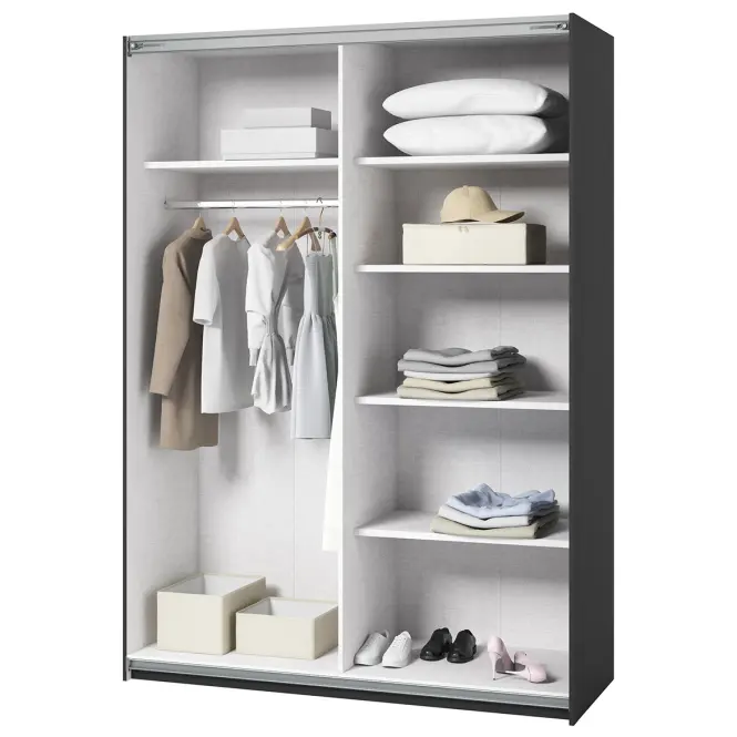 Szekrény 150cm Beta 55  Fekete/Tükör,7