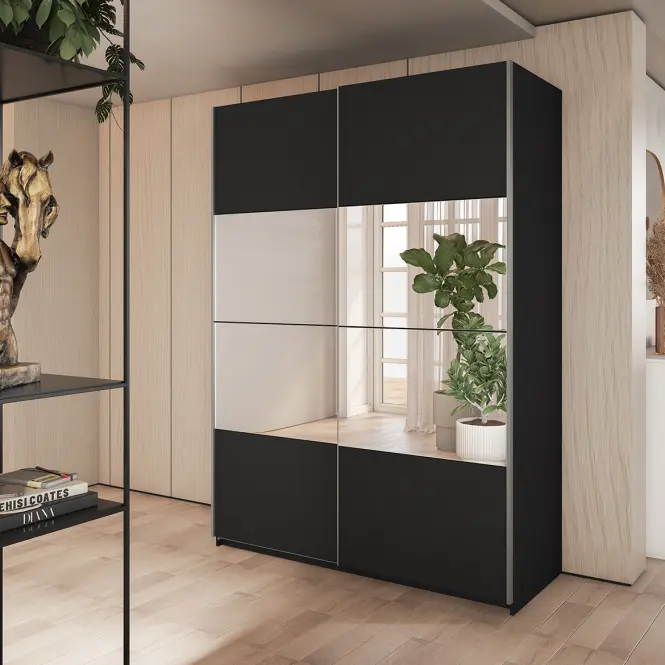 Szekrény 150cm Beta 55  Fekete/Tükör,8