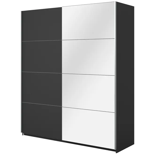 Szekrény 200cm Beta 57  Fekete/Tükör