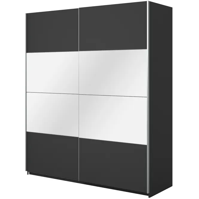 Szekrény 200cm Beta 57  Fekete/Tükör