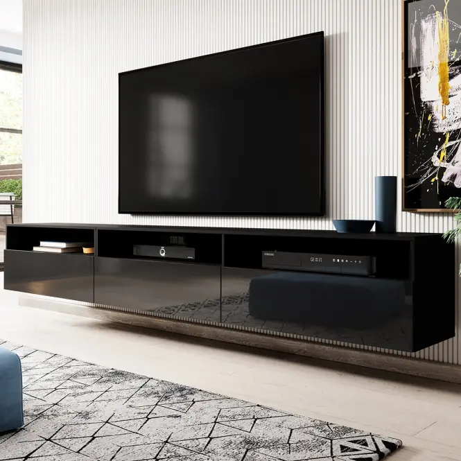 TV stolík Athens 40 Čierna/Čierna Lesk