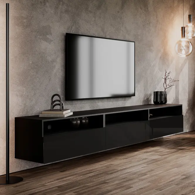 TV stolík Athens 40 Čierna/Čierna Lesk