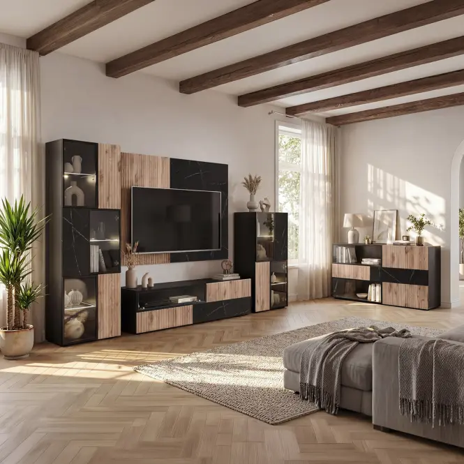 TV stolík Cannes Zmwdv Cs RTV-K Black/Viking/Marble Black