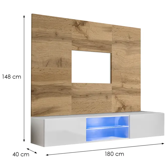 TV stolík + Panel Switch Wtw Sw Pr3 + Led Wotan/Bílá