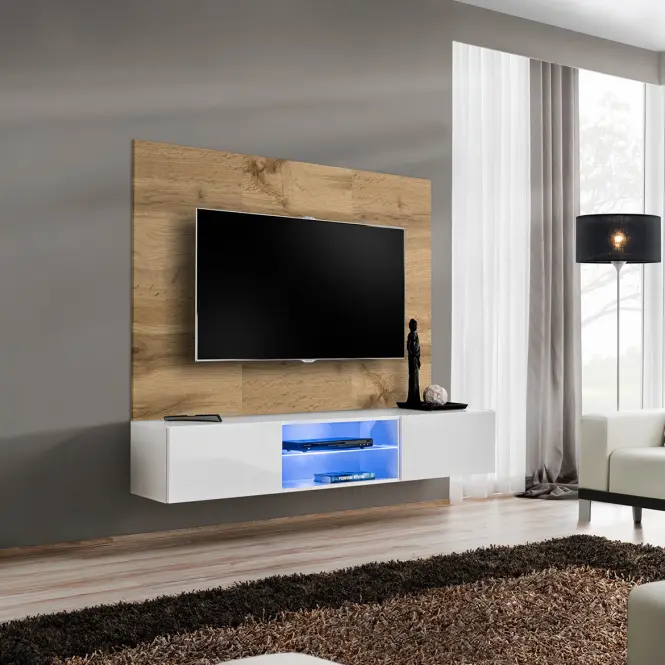TV stolík + Panel Switch Wtw Sw Pr3 + Led Wotan/Bílá